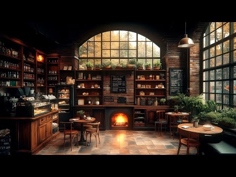 Cozy Autumn Coffee Shop - Perfect Soft Jazz Music w/ Rain & Fire Sounds for Study,  Focus & Relax