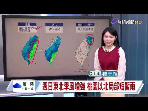 【1218台視午間氣象】今北東有雨 3波東北季風接力報到