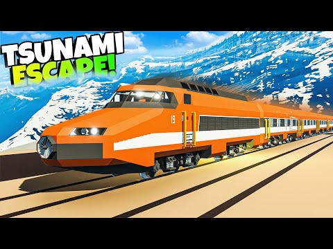 Escaping a HUGE TSUNAMI With a JET TRAIN in Stormworks?! (Stormworks Gameplay Tsunami Survival!)