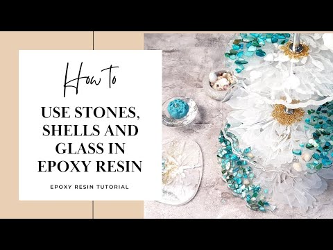 How to use stones, shells and glass in epoxy resin art - BEACH THEMED TABLEWARE