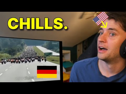 American reacts to 20,000 GERMAN BIKERS make 6 year old's Wish come true!