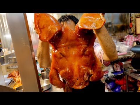 No 1 in this market ! Pig Scalp , Smoked Chicken, Calamari Making - Hong Kong Street Food
