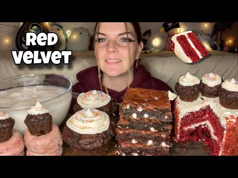 RED VELVET DESSERTS MUKBANG! (Vegan) (No Talking)