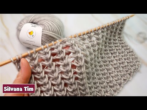 Two Needle Stitch Patterns. "Fluffy" Point to KNIT a Sweater, Scarf with toothpicks