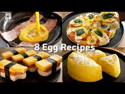 8!! Amazing Egg Recipes!!  Rice Balls. Egg Rice Rolls. Omelets, etc.(Part 3)