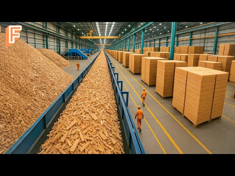 How Millions Of Particle Boards Are Made From Recycled Wood Scraps In Mass Production Line