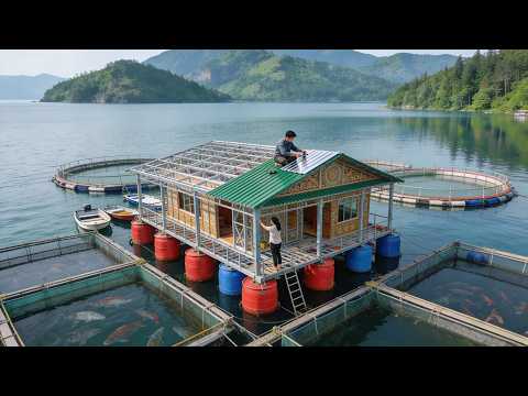 Young couple transforms DRUMS and RAW IRON into a floating house in the middle of the sea.