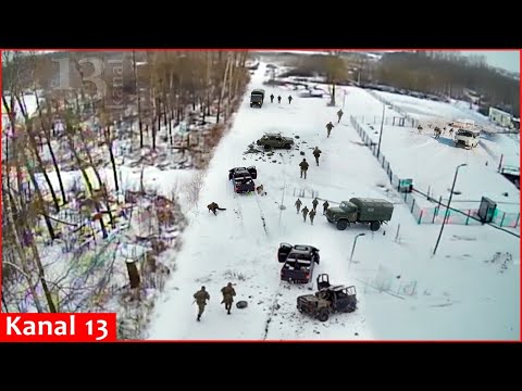 A drone strike on Russian troops’ gathering point in snowy area - Invaders’ attempt to flee fails