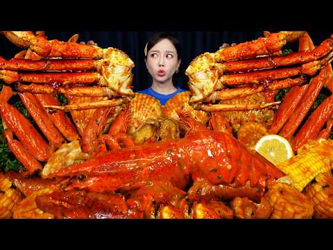 [Mukbang ASMR] Giant CRAB LEGS 🦀 Spicy Curry Seafood Boil & Sausages Recipe Ssoyoung