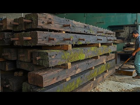 Incredible Transformation Process: Worthless Old Train Sleeper Wood to Thousand Dollar Value Table