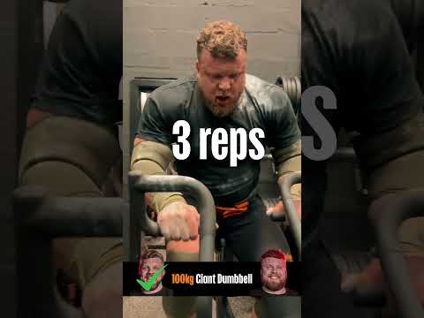 This 100kg Dumbbell Rep Challenge Is Insane #gym #strongman #fitness