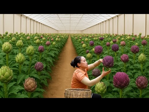 Harvesting a Colorful Artichoke Garden and Selling at the Market – Gardening and Cooking