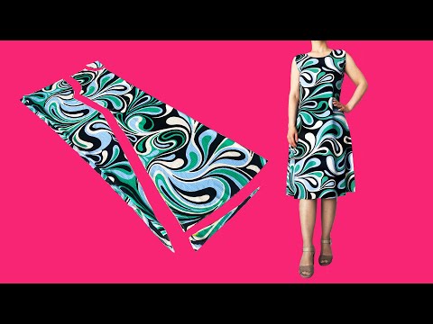 Flared Dress Cutting and Sewing with Only 1 Meter of Fabric