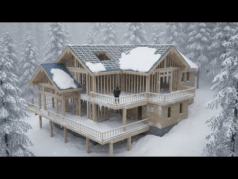 Man Builds a Two-Story Cabin Alone in the Forest | Start to Finish