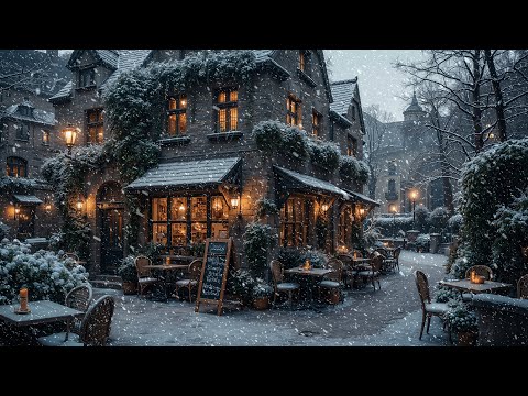 Silent Gothic Café by the Snowy Streets ❄️Dark Academia Winter for Reading & Writing