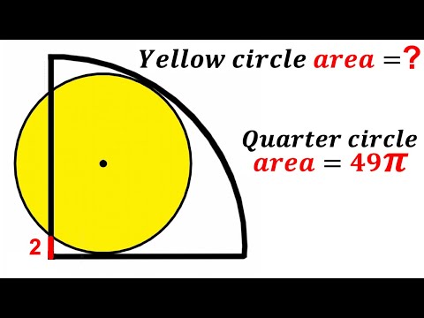 Can you find area of the Yellow shaded Circle? | (Quarter Circle) | #math #maths | #geometry