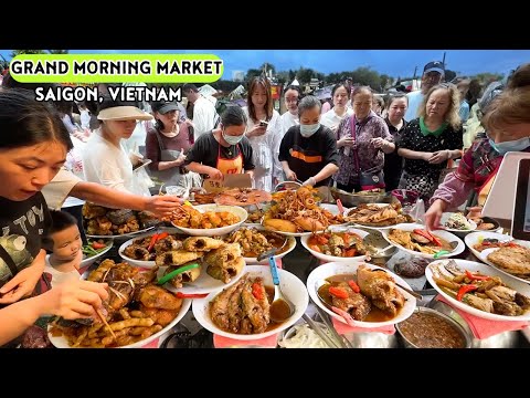 Bustling Morning Food Market in Chinatown Vietnam