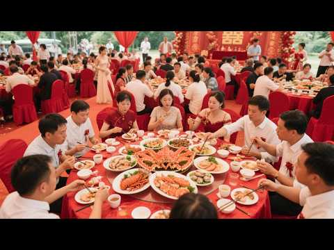 随200来安徽蒙城粉丝家搂席～新娘甜美可爱好喜欢，1000一桌26道菜竟然有波龙鲍鱼大羊腿太丰盛了【我是忐忑妞】