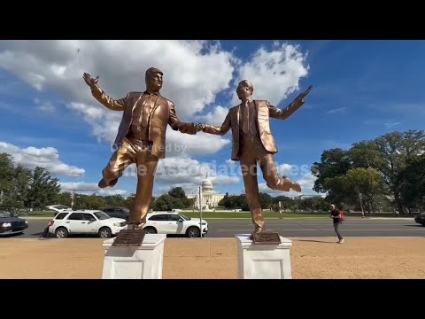Sculpture depicting Jeffrey Epstein and Donald Trump reemerges on the National Mall