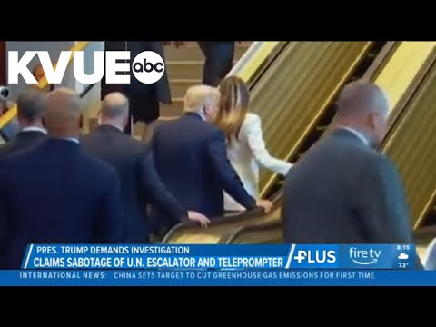 President Donald Trump accuses UN of sabotage after escalator malfunction