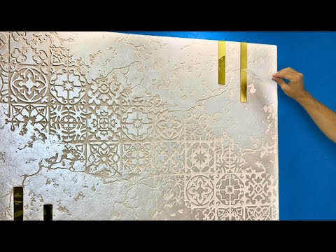 Turn CHEAP Materials into STUNNING Wall Decor | GOLD × TEXTURE × STENCIL ✨