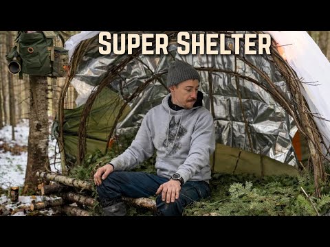 Solo Winter Bushcraft - Minimal Gear Shelter Build Overnight
