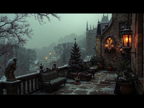 You're Writing Novel at Castle Balcony | Dark Academia Ambience with Winter Death For Study or Work