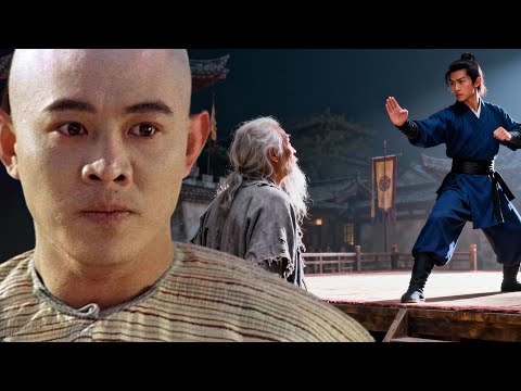 Kung fu movie! Young man in danger during fight, helped by mysterious old man, defeats opponent inst