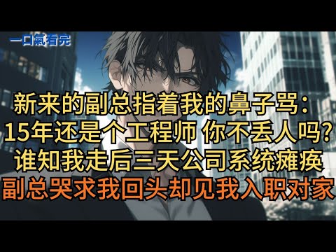 新來的副總指著我的鼻子罵:「15年還是個工程師,你不丟人嗎?」誰知我走後三天公司系統癱瘓,副總哭求我回頭,卻見我入職對家#小说 #爽文
