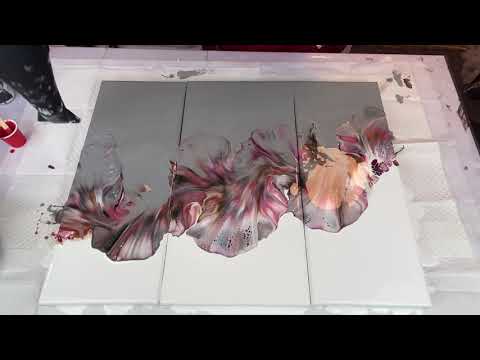 #40- 3 Piece Dutch Pour **Amazing pink POPS** Acrylic paint pour