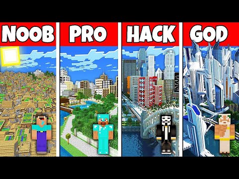 Minecraft Battle: NOOB vs PRO vs HACKER vs GOD! CITY BUILD CHALLENGE in Minecraft