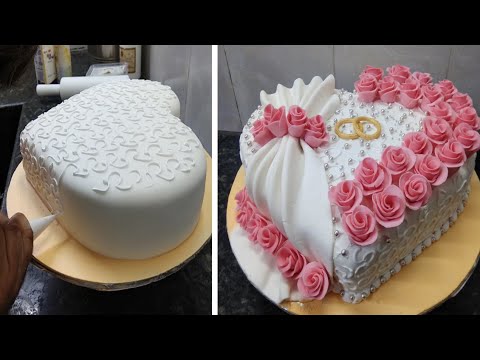 Engagement Heart Shape Cake Design |Engagement Cake |Engagement Flowers Cake Design