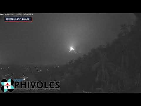 Mayon Volcano glows amid pyroclastic flows