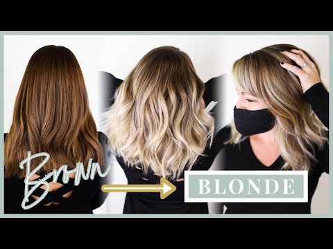 Brown to Blonde Transformation in one appointment 😱 Including how to balayage and foilayage bangs!