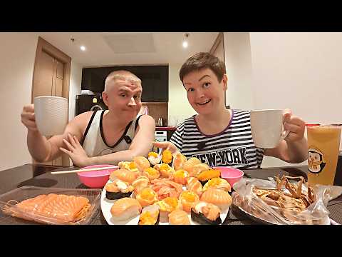 Mukbangs are the BEST rolls we've ever had! GREAT sushi for PENNIES! Sashimi and squid for dinner...