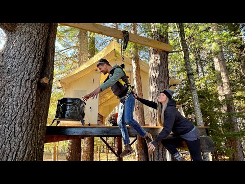 This Was Sketchy! | Off-Grid Treehouse Build | Ep: 26