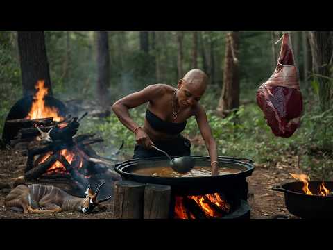 Primitive African Soup Making With Wild Antelope  | Cooking Unwashed  Antelope  Soup  | Village Life