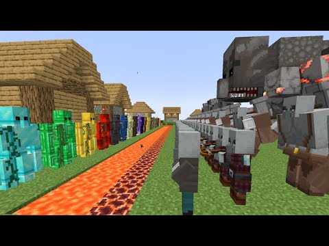 Strongest Pillager Raid vs New Golem Security - Minecraft Mob Battle