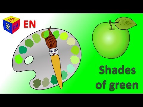 Learn colors for toddlers kids children. Magic paintbrush and shades of green. Coloring cartoon