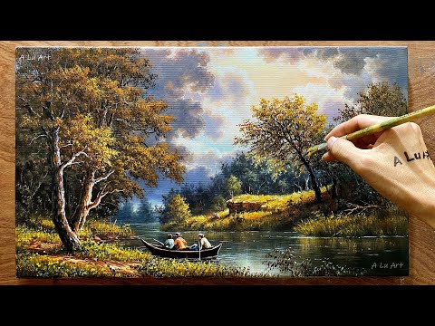 How to draw landscape painting "#58"/ Acrylic landscape painting / A Lu Art