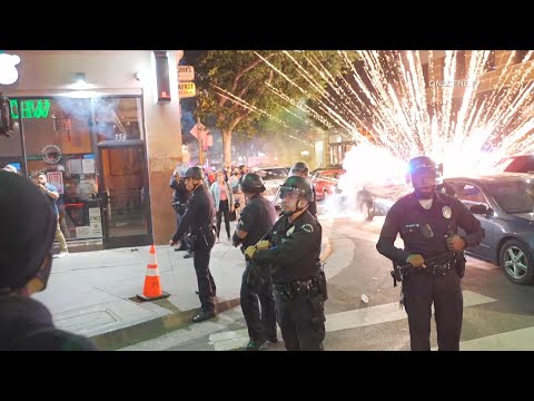 Protests Grow Violent, Demonstrators Shoot Fireworks At LAPD | Los Angeles