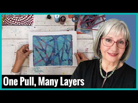 Gel printing with multiple layers and a single pull