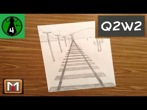 Using One-Point Perspective to Draw Railroad Tracks