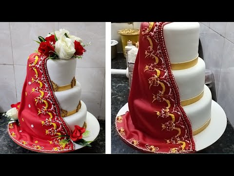 Most Beautiful Saree Ceremony Cake Design|Saree Wedding Cake |Saree Engagement Cake With Fondant