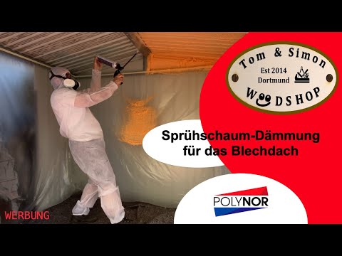 T&S W👀DSHOP - Sprühdämmung eines Blechdaches mit Sprühschaum von POLYNOR