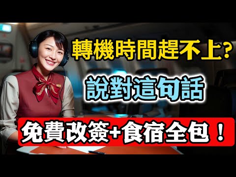 轉機趕不上？說對這句話，不僅能免費改簽還能食宿全包！#飛機延誤 #旅行技巧 #航空公司秘密 #機場攻略 #轉機教學