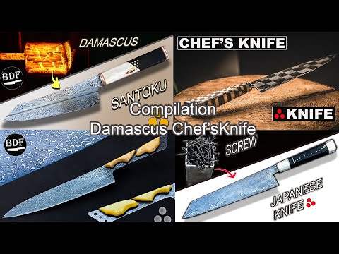 Compilation of my Damascus chef's knives! 100 minutes of Brut forging