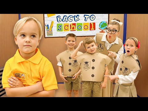 Приключение в картонной школе для детей!