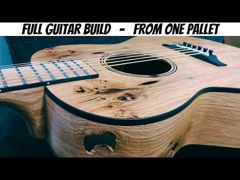 I built this guitar ENTIRELY out of a single pallet. Watch Full build in 25 minutes!