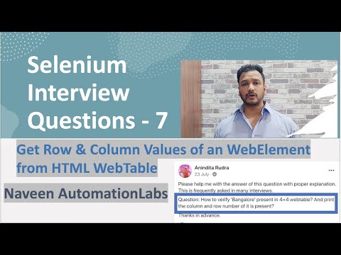 Get Row and Column values from an HTML WebTable - Selenium Interview Q&A - 7 [Short Answer Series]